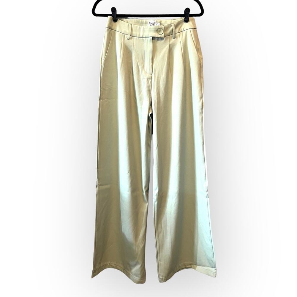 Princess Polly Huxley High Waist Wide Leg Pant size 8 Light Green - Picture 3 of 15